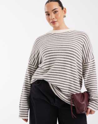 Collusion Plus Fluffy Oversized Stripe Sweater In Multi