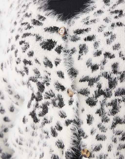 COLLUSION plus fluffy snow leopard knitted cardi, 4 of 4