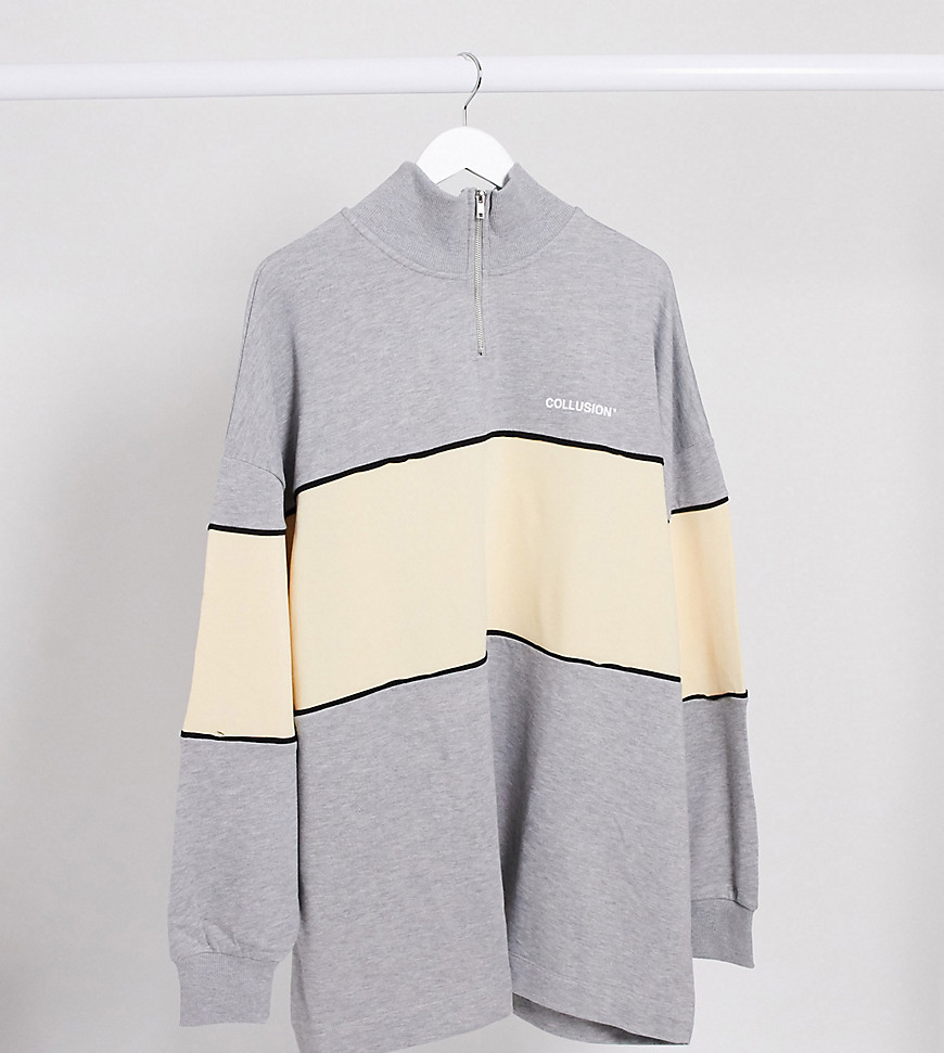 COLLUSION Plus funnel neck sweat dress in grey marl