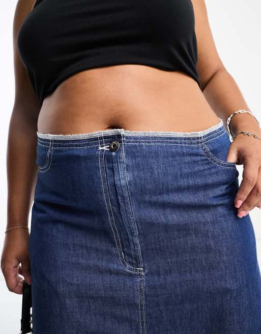 Skirt Jeans Gonna Lunga Blu Scuro Gonna Lunga In Denim 'Only