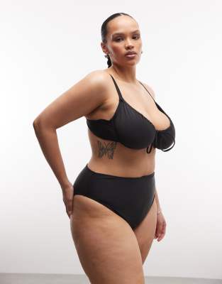 Collusion Plus High Waist Bikini Bottom In Black