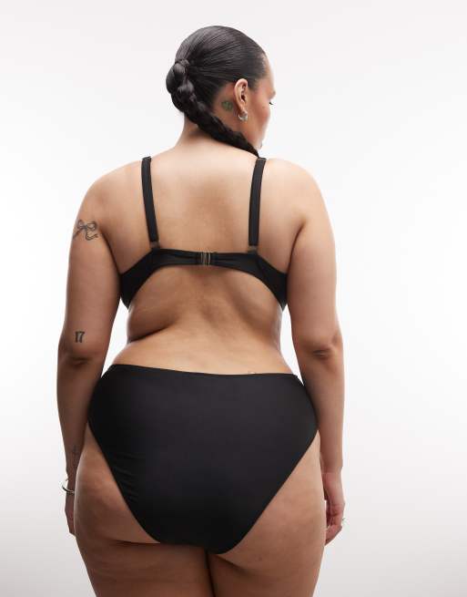 COLLUSION Plus high waist bikini bottoms in black, 4 of 4