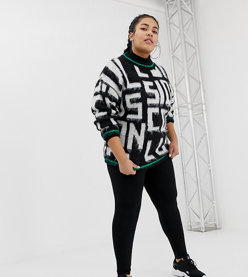 Plus-size leggings by COLLUSION Basic but essential Plain design High-rise waist Bodycon fit Cut very closely to the body Exclusive to ASOS