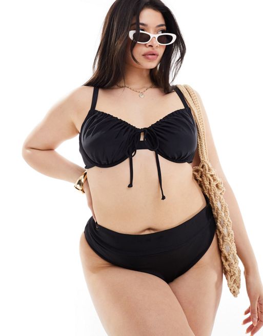COLLUSION Plus high waisted bikini bottoms in black (part of a set)