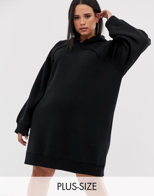 COLLUSION Plus hoodie dress in black