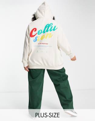 COLLUSION Plus - Hoodie oversize imprimé au dos - Écru | ASOS