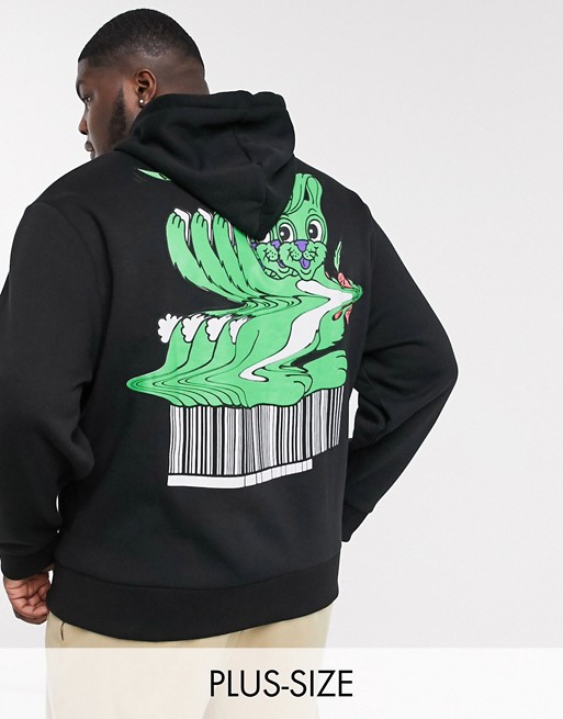 COLLUSION Plus hoodie with warped cartoon print