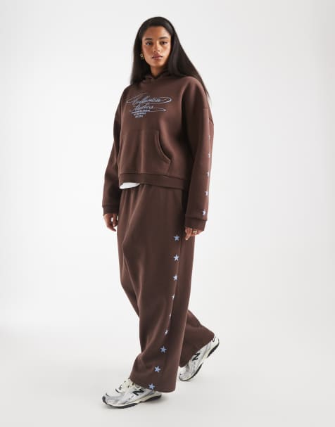 COLLUSION Plus – Jogginghose in Schokobraun mit Sternlogo, Kombiteil - view 1