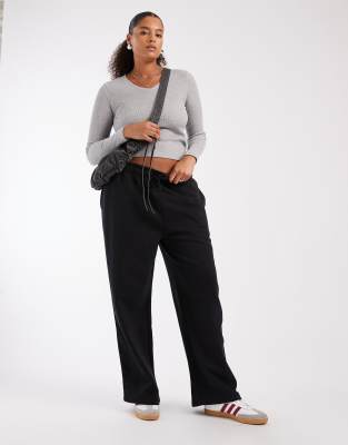 COLLUSION Plus - Jogginghose in Schwarz mit geradem Bein und Waschung