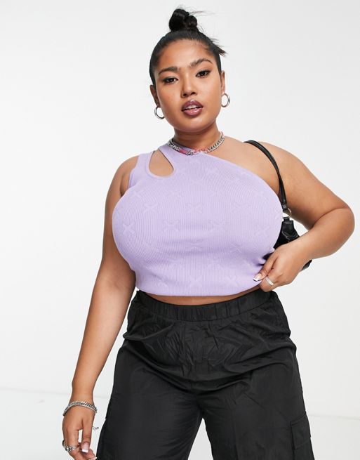 Naked Wardrobe satin square neck crop top in lilac - part of a set