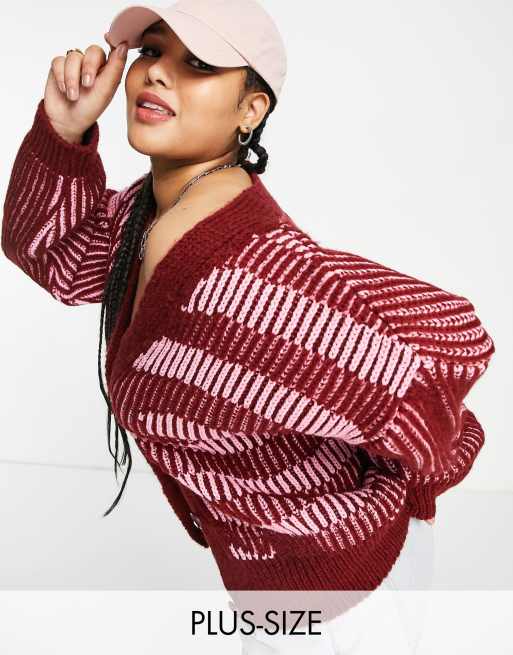 COLLUSION Plus knitted oversized cardigan with swirl jacquard print