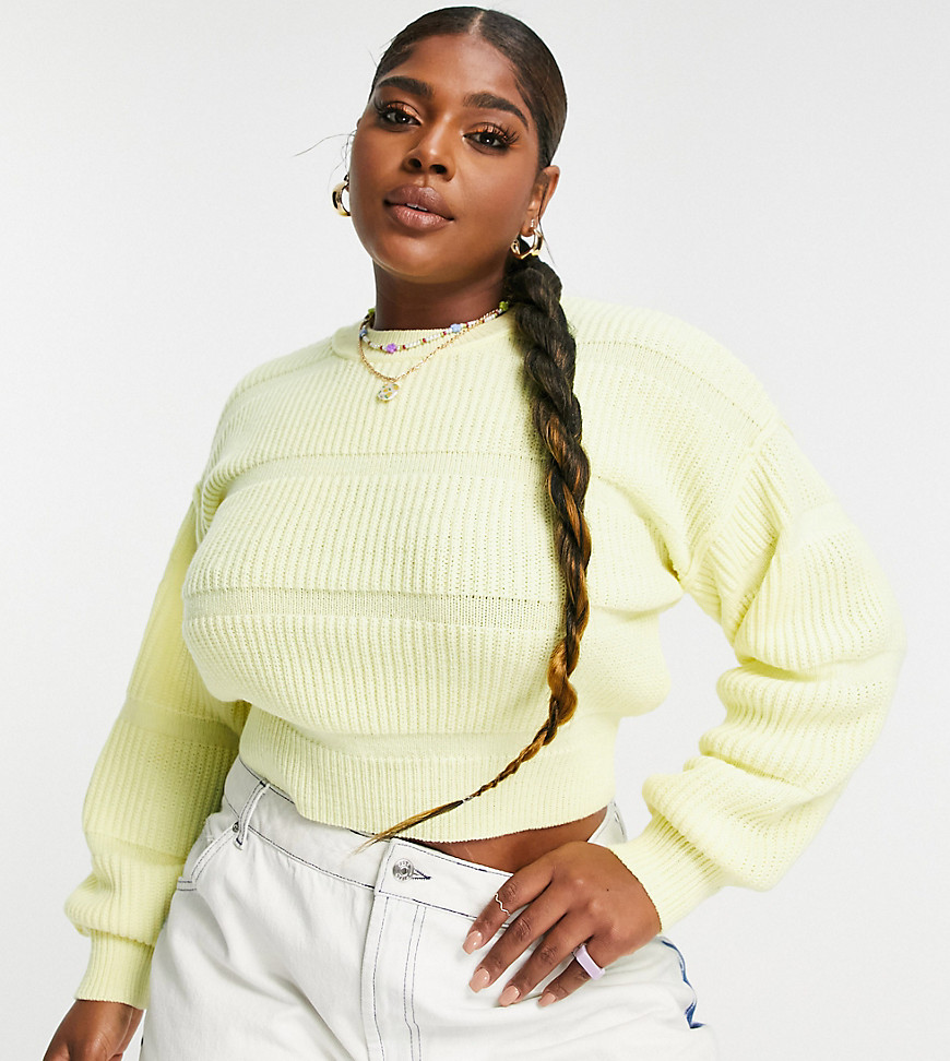 Plus-size jumper by COLLUSION Exclusive to ASOS Crew neck Drop shoulders Ribbed trims Regular fit