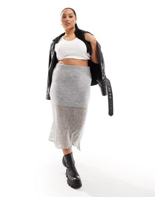 COLLUSION Plus knitted skirt co-ord in grey