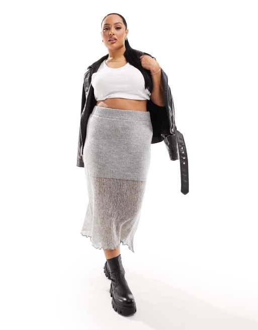 Grey knit shop skirt co ord