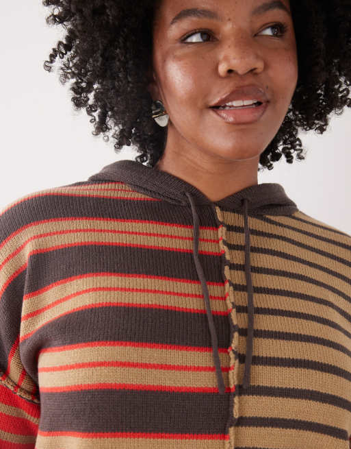 COLLUSION plus knitted spliced stripe hoodie co-ord, 4 of 4