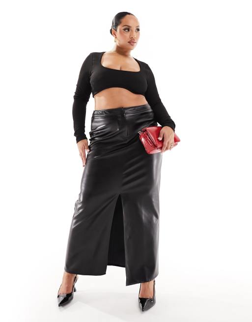 Plus size outlet leather maxi skirt