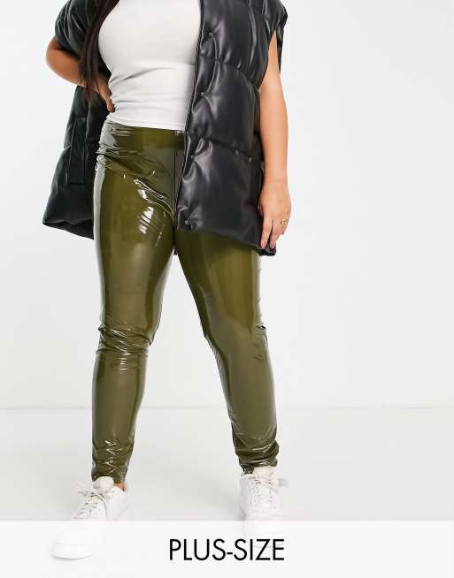 COLLUSION Plus - Legging en vinyle - Kaki 