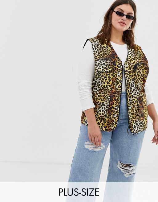 COLLUSION Plus leopard print sleeveless utility vest ASOS