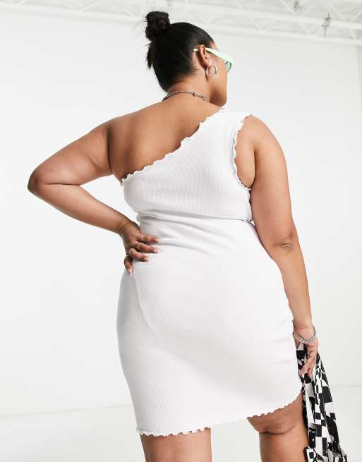 White one shoulder dress plus size hot sale