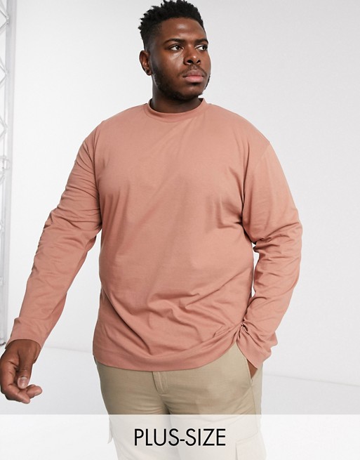 COLLUSION Plus long sleeve t shirt in brown