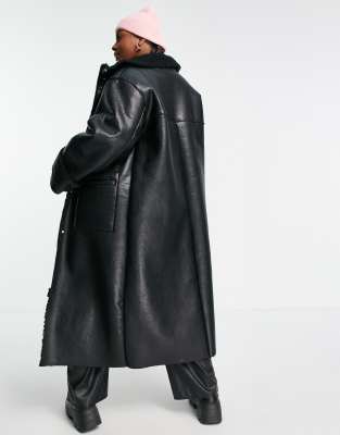 longline black borg coat