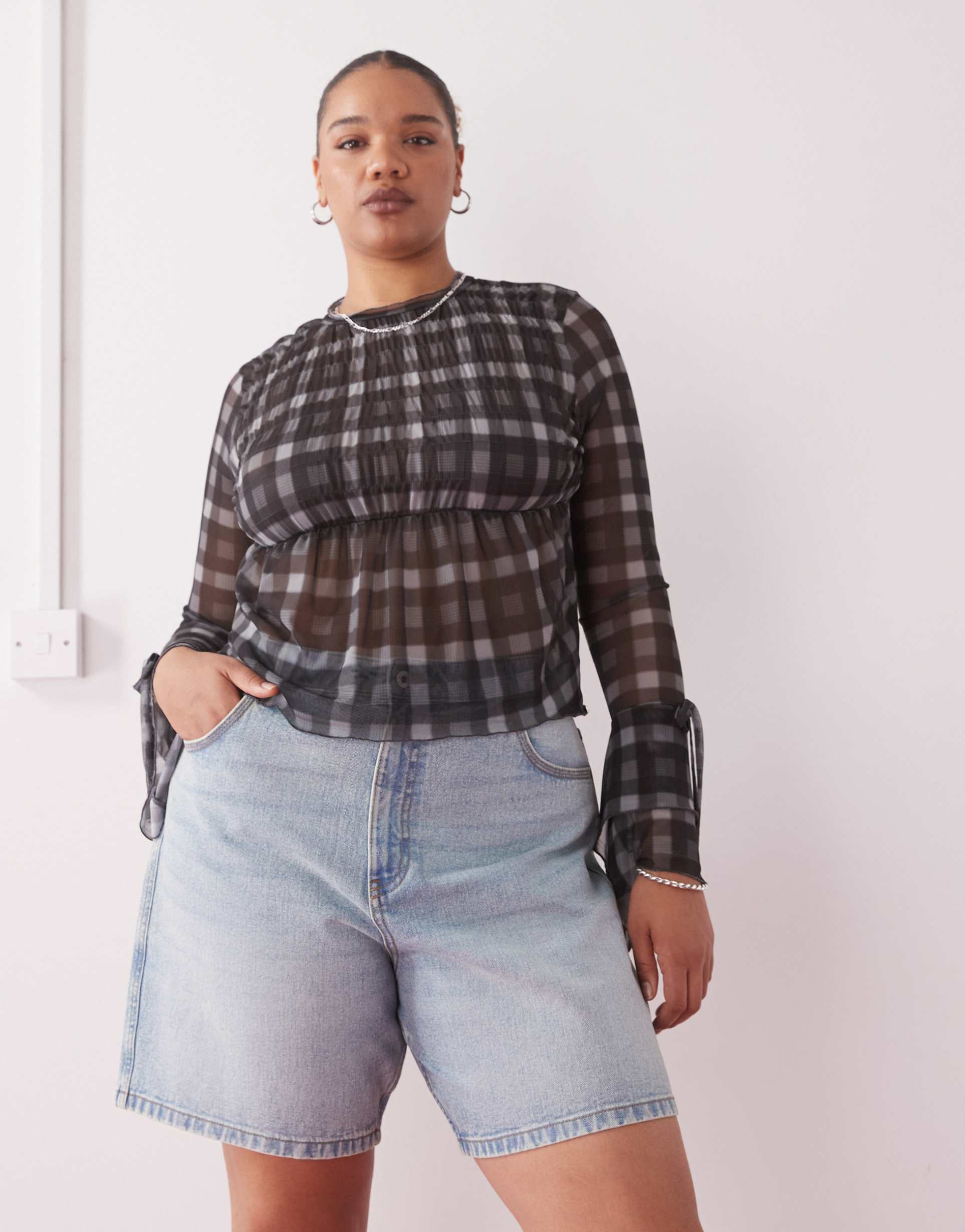 collusion plus loose denim jorts in vintage wash