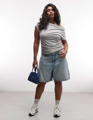 Collusion Plus Loose Jorts In Blue