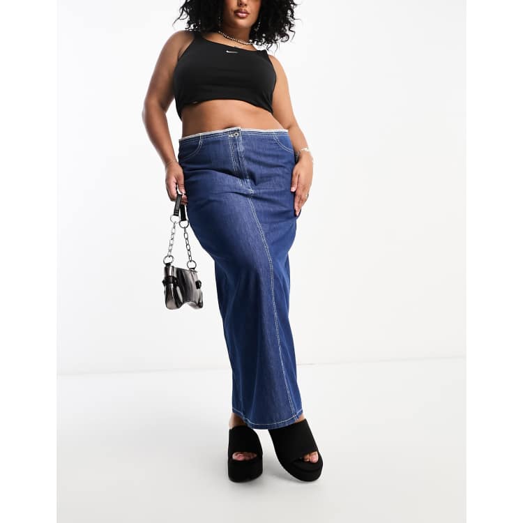 Long denim skirt 2025 for plus size