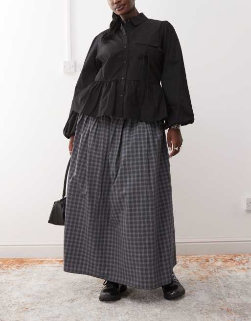 COLLUSION Plus maxi skirt in check