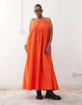 [Collusion] COLLUSION Plus maxi sun dress in tomato-Red 24 RED