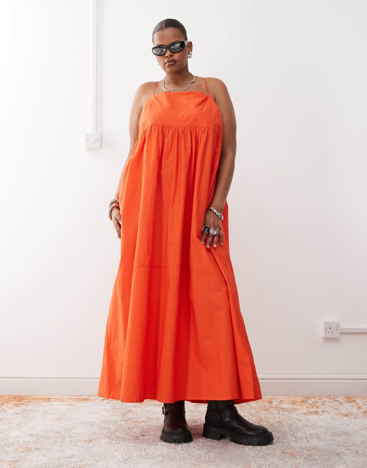 COLLUSION Plus maxi sun dress in tomato