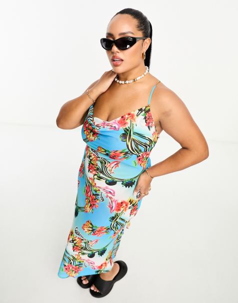 COLLUSION Plus mesh beach maxi dress in floral print
