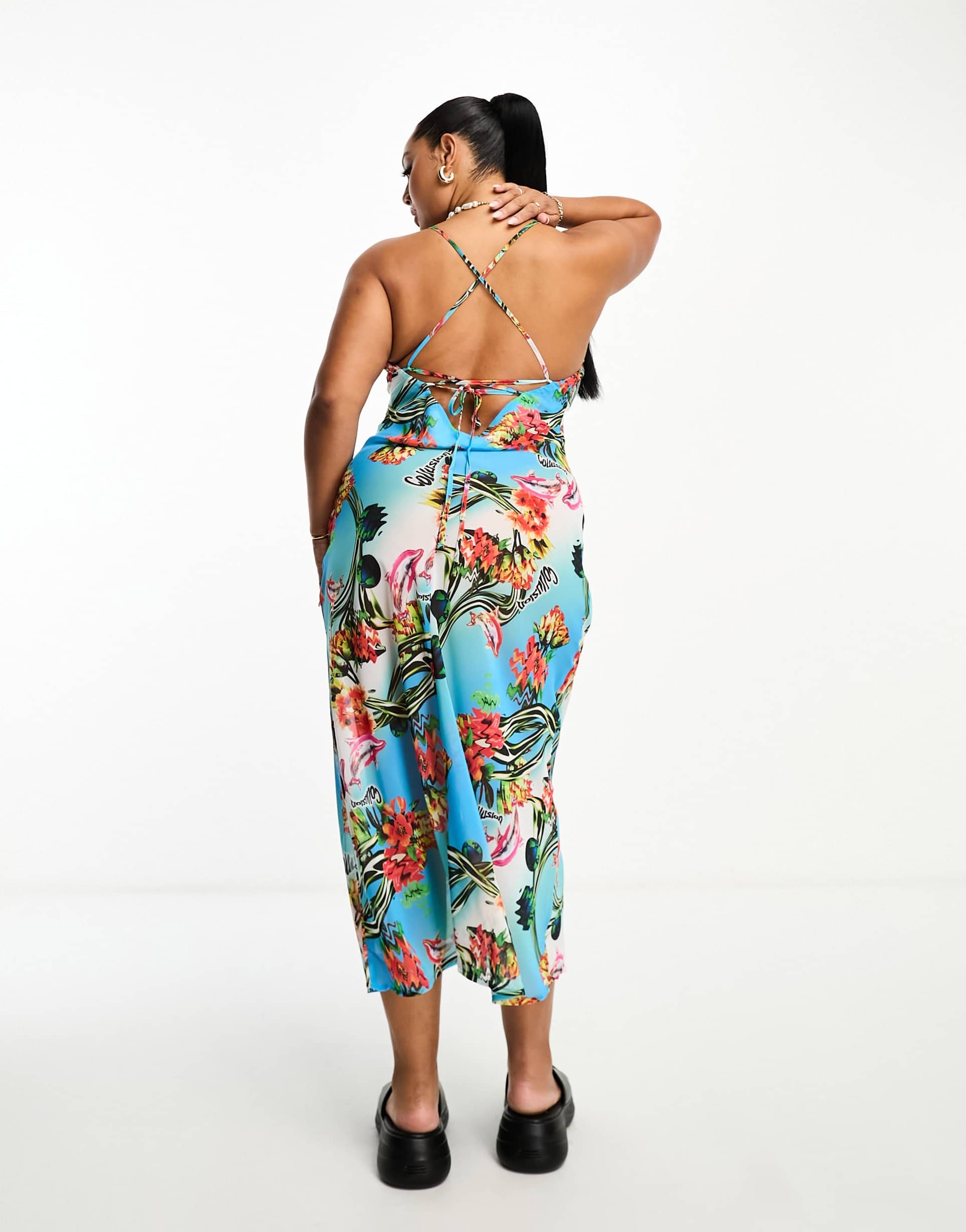 collusion plus mesh beach maxi dress in floral print