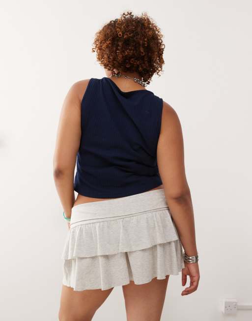 COLLUSION plus mini ruffle skirt in grey, 4 of 5