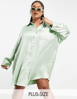 plus satin shirt dress