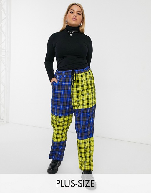 COLLUSION Plus mixed check trouser