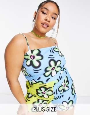Collusion Mixed Floral Strappy Romper In Multi