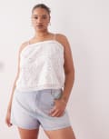 [Collusion] COLLUSION Plus open back crochet patch work cami top in white 18 white