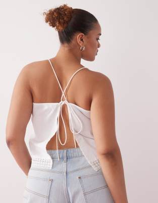 Collusion Plus Open Back Crochet Patch Work Cami Top