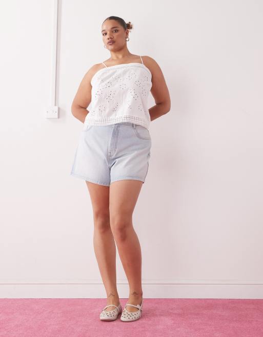 COLLUSION Plus open back crochet patch work cami top in white, 4 of 4