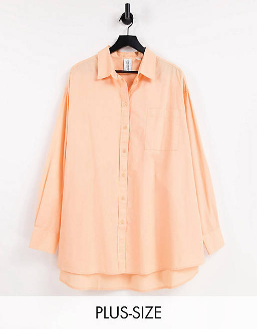 Tops Shirts & Blouses/COLLUSION Plus organic cotton oversized shirt in peach 