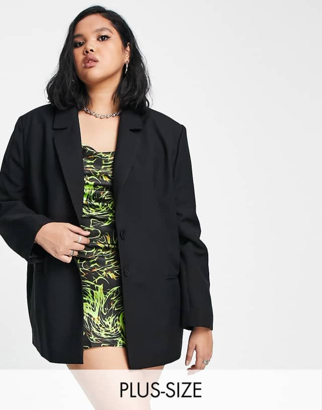 COLLUSION Plus oversized dad blazer in black