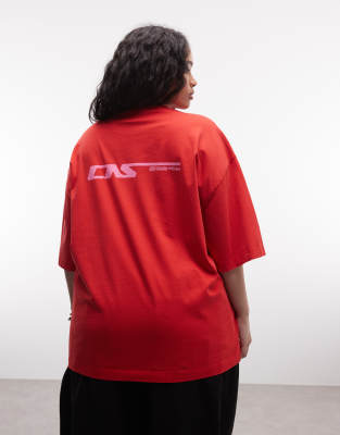 Collusion Plus Oversized Logo Graphic Tee In Red