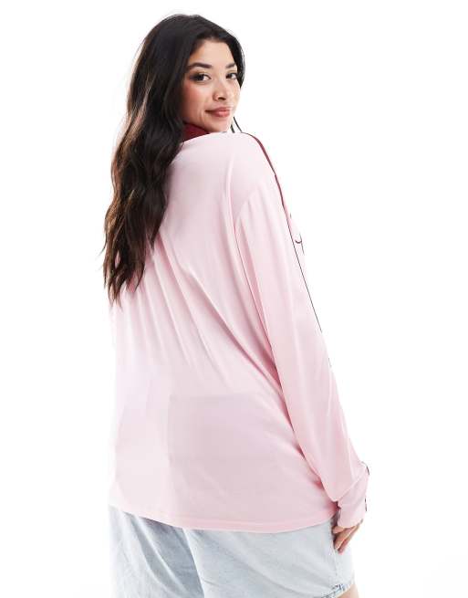 COLLUSION Plus oversized long sleeve football shirt in pink