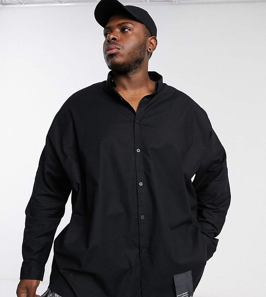 COLLUSION Plus - Oversized overhemd in zwart