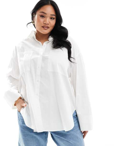 COLLUSION Plus - Oversized poplin overhemd in wit - view 1