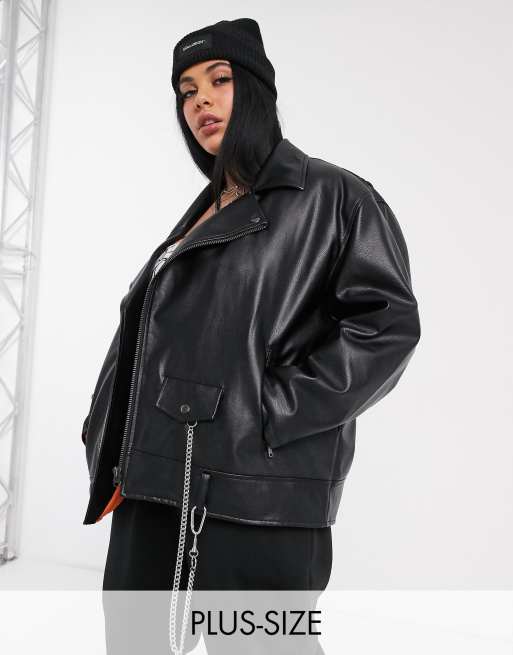 Oversized pu 2024 leather jacket