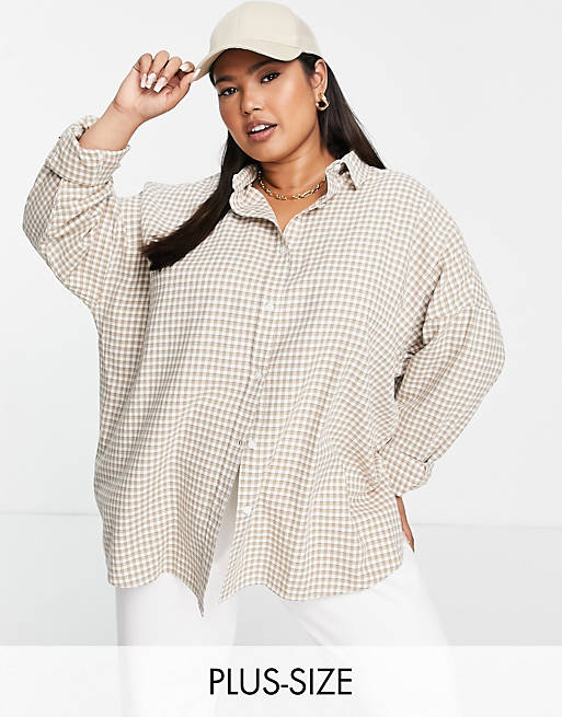 Women Shirts & Blouses/COLLUSION Plus oversized shirt in tonal check 