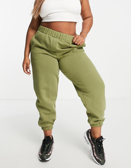 COLLUSION Plus oversized sweatpants with branded bum print in khaki - part  of a set
