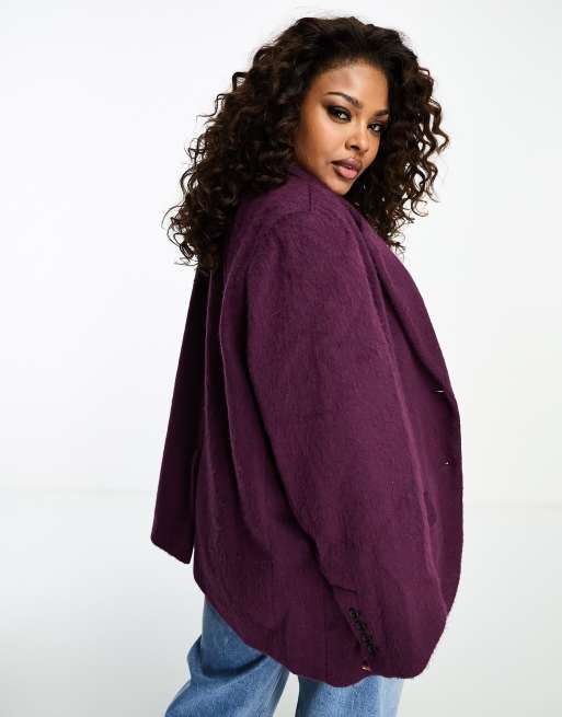 Plus Size Textured Velvet Blazer